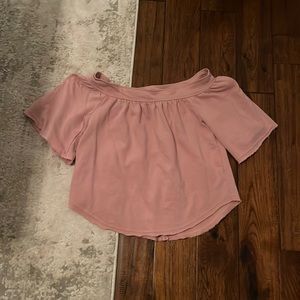 Super Cute off the shoulder pink top